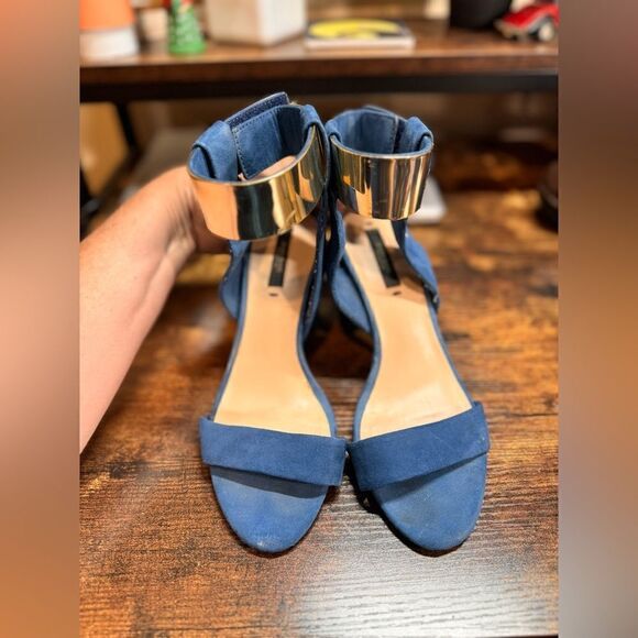 Zara Blue Suede Chunky Heels size 36eu (6us) - Picture 11 of 13
